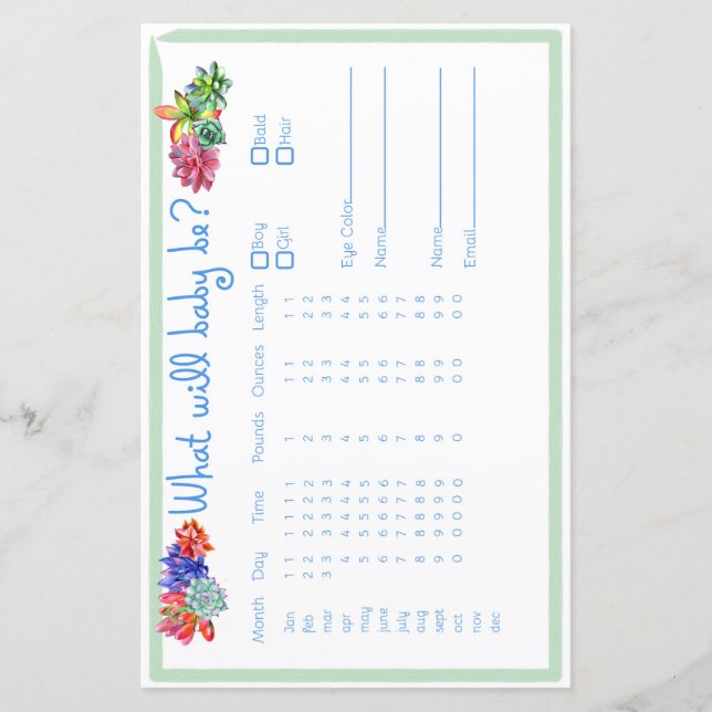 多肉性ベビー予測子ベビーシャワー (正面)