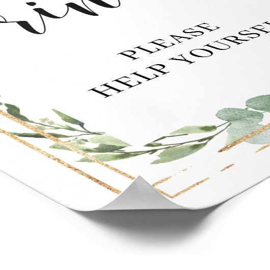 多肉性モダンの緑のフローラドリンクの看板 ポスター (角)