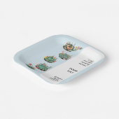 多肉性モダンサボテンの赤ちゃんシャワー ペーパープレート (傾斜あり)