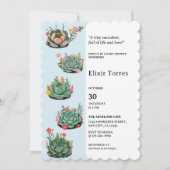 多肉性モダンサボテンの赤ちゃんシャワー 招待状 (正面)