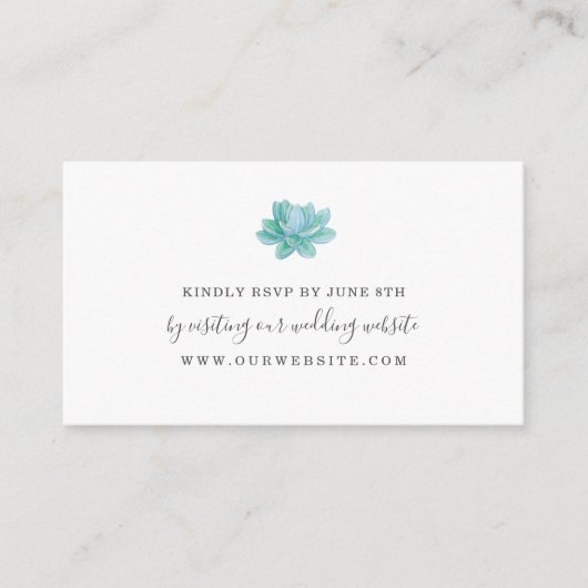 多肉性モノグラム結婚式RSVPオンライン エンクロージャーカード (正面)