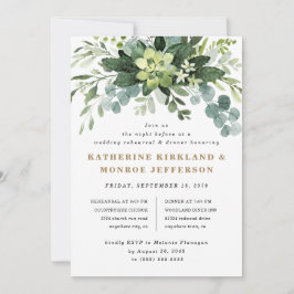 多肉性ユーカリ緑のリハーサルディナー 招待状