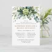 多肉性ユーカリ緑のリハーサルディナー 招待状 (スタンド正面)