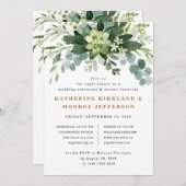 多肉性ユーカリ緑のリハーサルディナー 招待状 (正面/裏面)