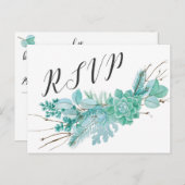 多肉性ユーカリRSVP応答3961 インビテーションポストカード (正面/裏面)