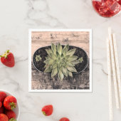 多肉性素朴ヴィンテージグリーンボタニカルデクページ スタンダードカクテルナプキン (インサイチュ)