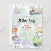 多肉性素養:シックな誕生日招待状 招待状 (正面)