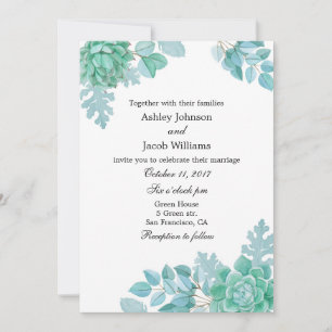 多肉性結婚式招待状。ミント招待状フローラ 招待状