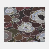 多肉性花カラフル柄 フリースブランケット (正面(横))