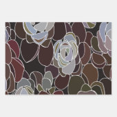 多肉性花カラフル柄 ラッピングペーパーシート (正面)