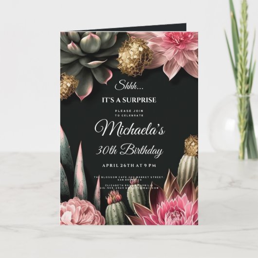 多肉性花誕生日驚きのパーティーフローラ 招待状 (正面)