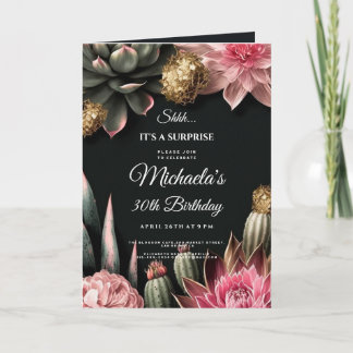 多肉性花誕生日驚きのパーティーフローラ 招待状
