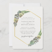 多肉性金ゴールド幾何結婚性 招待状 (正面)