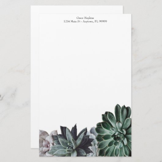 多肉文具パーソナライズされた具 便箋 (正面/裏面)