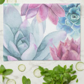 多肉料理シモダンックフィエスタガーデンフローラホワイト キッチンタオル (折り畳み)