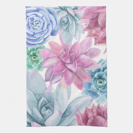 多肉料理シモダンックフィエスタガーデンフローラホワイト キッチンタオル (縦)