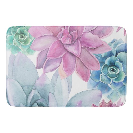 多肉料理シモダンックフィエスタガーデンフローラホワイト バスマット (正面)