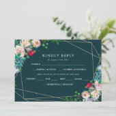 多肉料理&金ゴールドシックウェディングRSVP 招待状 (スタンド正面)