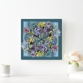 多肉時計 スクエア壁時計 (ホーム)