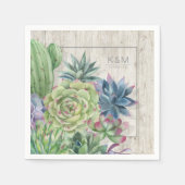 多肉株素朴と木材結婚の縁どID515 スタンダードカクテルナプキン (正面)