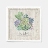 多肉株素朴と木材結婚のV2 ID515 スタンダードカクテルナプキン (正面)