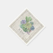 多肉株素朴と木材結婚のV2 ID515 スタンダードカクテルナプキン (角)