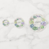 多肉株素朴と木結婚材のリースID515 コンフェッティ (正面)