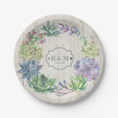 多肉株素朴と木結婚材のリースID515 ペーパープレート (正面)