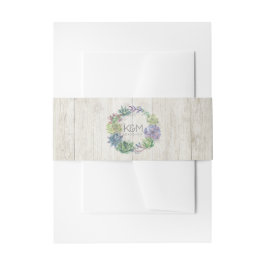 多肉株素朴と木結婚材のリースID515 招待状ベリーバンド