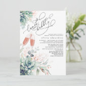 多肉栽培の緑のランチと泡立つブライダルシャワー 招待状 (スタンド正面)