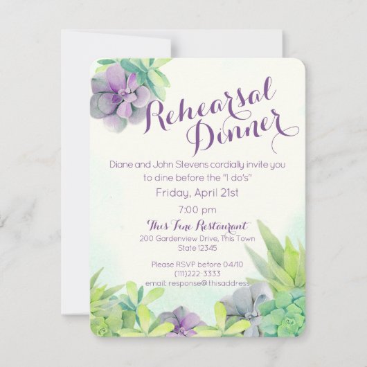 多肉栽培ガーデンリハーサルディナー 招待状 (正面)