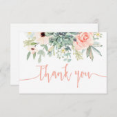 多肉桃コーラル感謝してい君 ノートカード (正面/裏面)