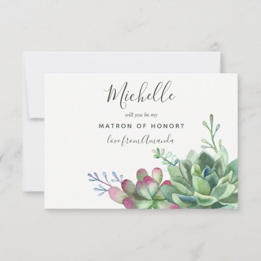 多肉植物たち 私のウェディングパーティの責任者になってくれる？ 招待状 (正面)