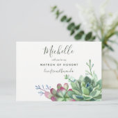 多肉植物たち 私のウェディングパーティの責任者になってくれる？ 招待状 (スタンド正面)