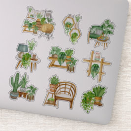 多肉植物とウィカーのカスタムカット ビニールステッカー シール