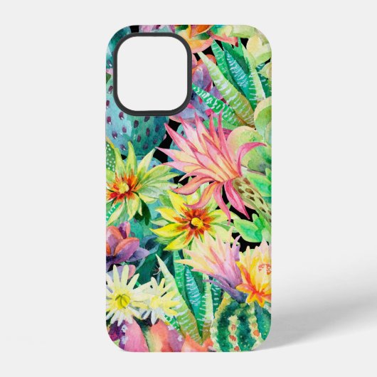 多肉植物とサボテンのガーデンパターン iPhoneケース (裏面)