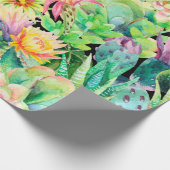 多肉植物とサボテンの庭の模様 ラッピングペーパー (角)