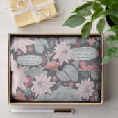 多肉植物とサボテンの模様がピンク色の緑 薄葉紙 (ギフト)