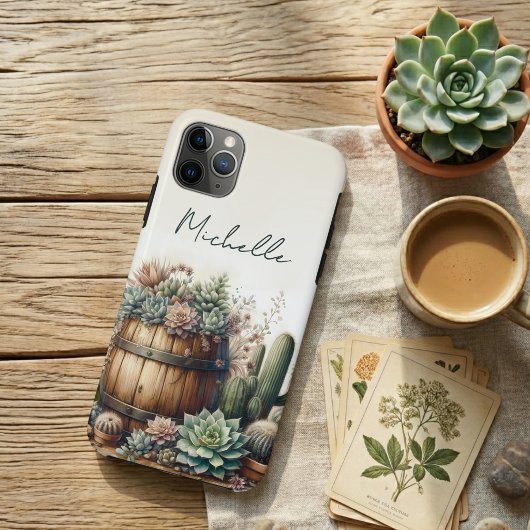 多肉植物とサボテンの素朴なアレンジメント Case-Mate iPhoneケース