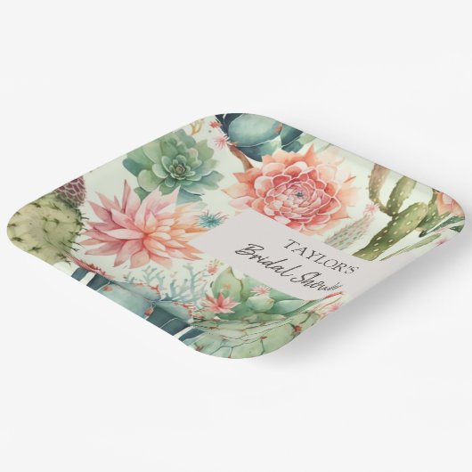 多肉植物とサボテンの花 ペーパープレート (傾斜あり)