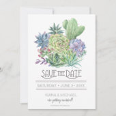 多肉植物とスパークルでお知らせ グリーン ID515 招待状 (正面)