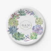 多肉植物とスパークル結婚のリースID515 ペーパープレート (正面)