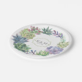 多肉植物とスパークル結婚のリースID515 ペーパープレート (アングル)