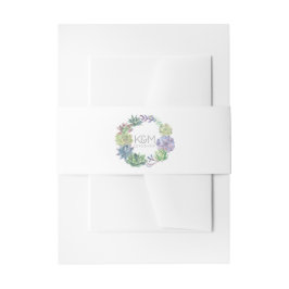 多肉植物とスパークル結婚のリースID515 招待状ベリーバンド