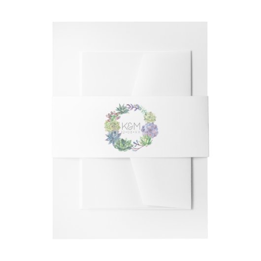 多肉植物とスパークル結婚のリースID515 招待状ベリーバンド (正面例)