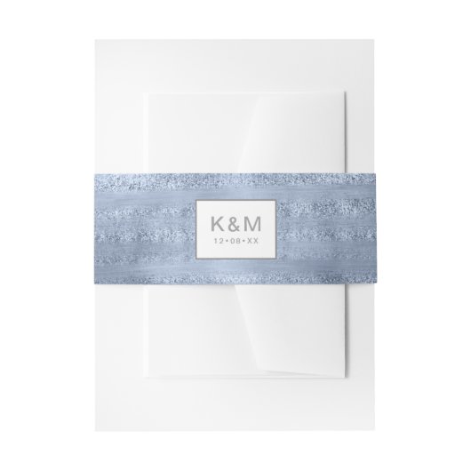 多肉植物とスパークル結婚の埃っぽいブルーID515 招待状ベリーバンド (正面例)