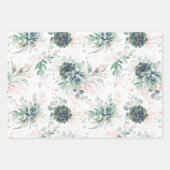 多肉植物とバラ金ゴールドユーカリ葉 ラッピングペーパーシート (正面3)