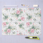 多肉植物とピンクの花の植物 薄葉紙 (クラフト)