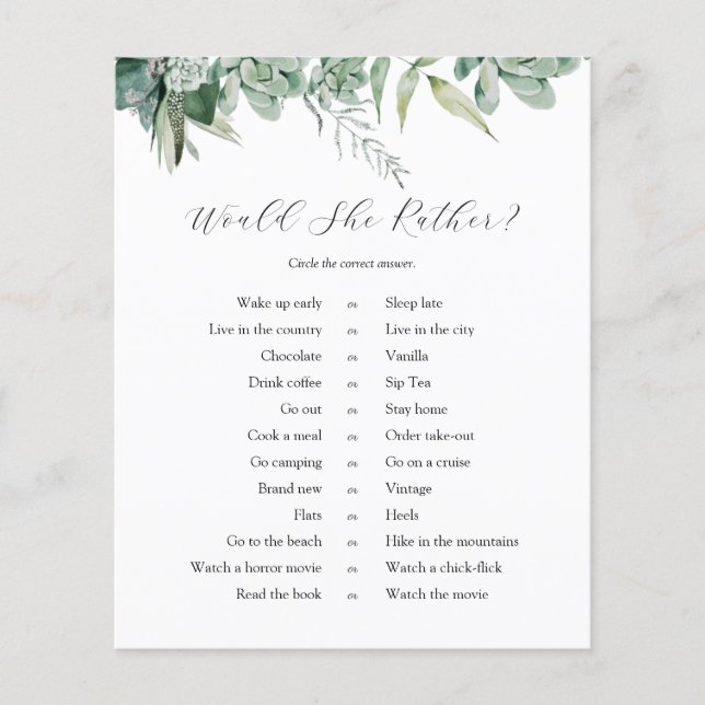 多肉植物とユーカリは彼女はむしろゲームをする (正面)