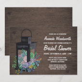 多肉植物とランタン　ブライダルシャワーの招待状 招待状 (正面/裏面)